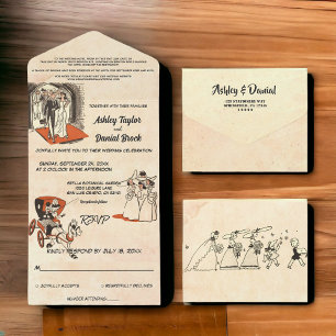 Invitation Tout En Un Vintage Retro Vieux Rustique les années 50 Comic T