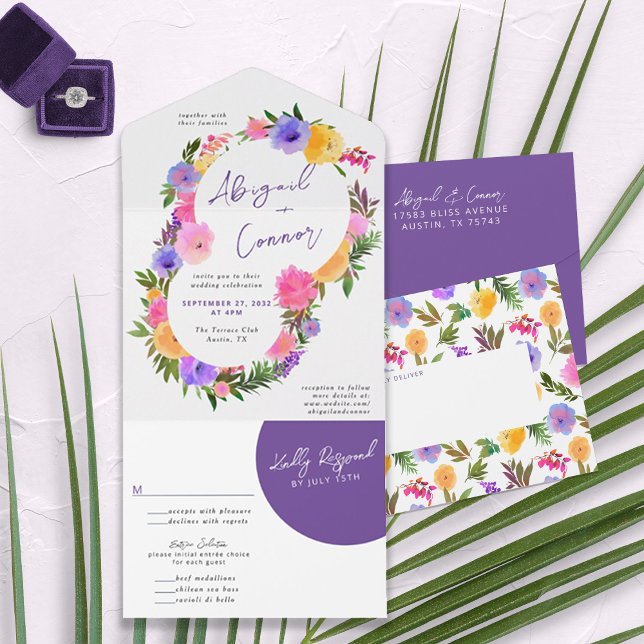 Invitation Tout En Un Violet Magenta Jaune Décontracté Vibrant (Créateur téléchargé)