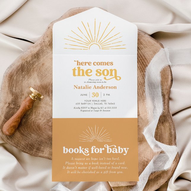 Invitation Tout En Un Voici le Baby shower Son Sunshine (Créateur téléchargé)