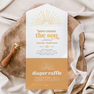 Invitation Tout En Un Voici le Baby shower Son Sunshine