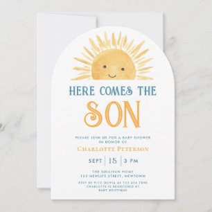 Invitation Tout En Un Voici Le Fils Code QR Baby Shower