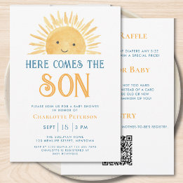 Invitation Tout en Un Voici le Fils Fête de Naissance de Bébé