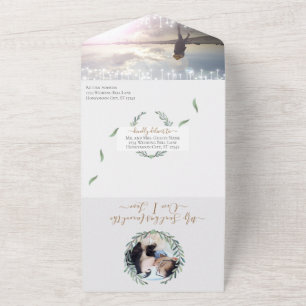 Invitation Tout En Un Votre photo Green Wreath Secret Forest Garden