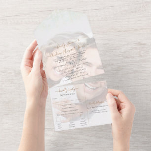 Invitation Tout En Un Votre Photo Image Géométrique Abstrait Or Tout En