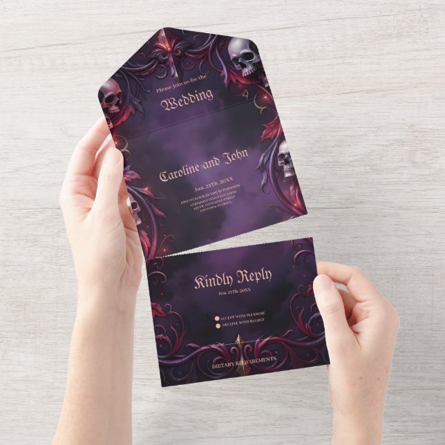 Invitation Tout En Un Vows Beyond the Veil – Gothic Wedding Art  (Déchirure)