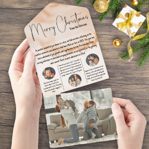 Invitation Tout En Un Watercolor Christmas Year Review Family Newsletter