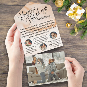 Invitation Tout En Un Watercolor Holiday Year Review Family Newsletter