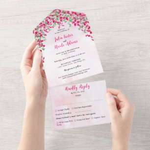 Invitation Tout En Un Wedding shower forestier tropical des Bougainvilli