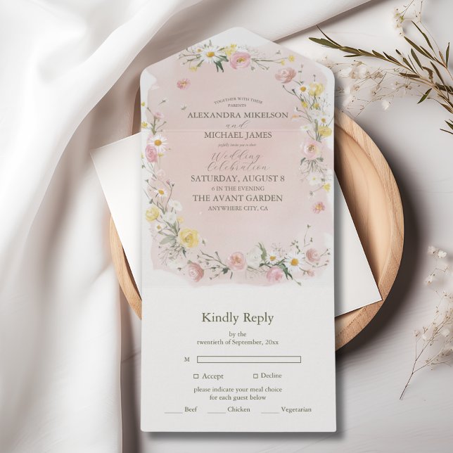 Invitation Tout En Un Whimsical Wildflower Meadow Wedding (Créateur téléchargé)