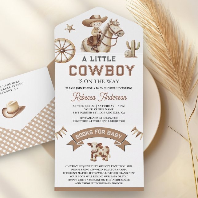 Invitation Tout En Un Wild West Rodeo Western Little Cowboy Baby Shower (Créateur téléchargé)