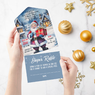 Invitation Tout En Un Winter Wonderland Noël Père Noël Baby shower
