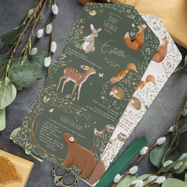Invitation Tout En Un Woodland Animaux Forest Friends Baby showers Livre (Créateur téléchargé)