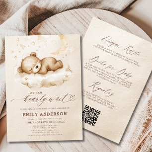 Invitation Tout en une attente rapide Baby shower beige neutr