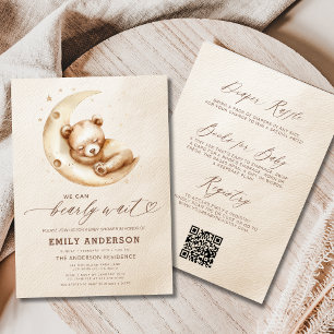 Invitation Tout en une attente rapide Baby shower beige neutr