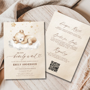 Invitation Tout en une attente rapide Baby shower beige neutr