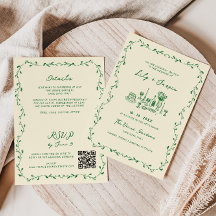 Tout en une main verte dessinée Mariage de code QR