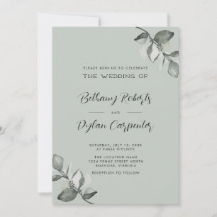 Invitation Tout en une seule couleur d'eau Mariage Eucalyptus