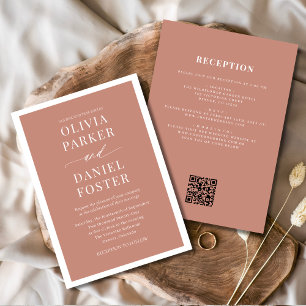 Invitation Tout en une Terracotta Boho QR Code Mariage