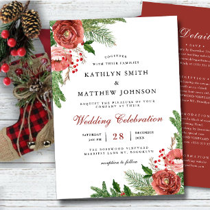 Invitation Tout en une Terracotta Floral Pine Mariage de feui