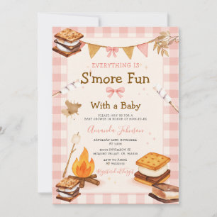 Invitation Tout est plus amusant rose bébé douche Gingham