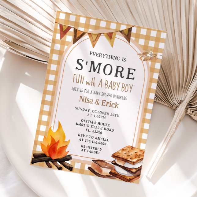 Invitation Tout est S'more Amusant En vichy Baby shower (Créateur téléchargé)