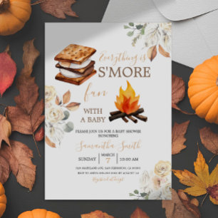 Invitation Tout est S'more Fun Blanc Floral Baby shower