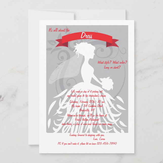 Invitation Tout est sur l'invitation de la robe (Devant)