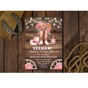 Invitation TOUT ÉVÉNEMENT - Cowgirl Boot Floral Western Invit
