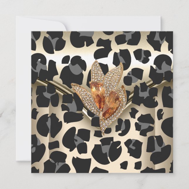 Invitation Tout événement Elegant Animal Caramel Cream Black  (Devant)