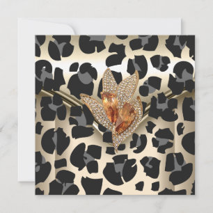 Invitation Tout événement Elegant Animal Caramel Cream Black