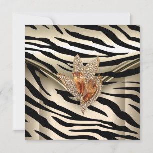 Invitation Tout événement élégant zèbre caramel crème noir or