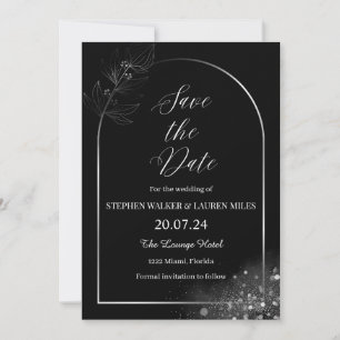 Invitation Tout Floral Noir Enregistrer Le Mariage Date