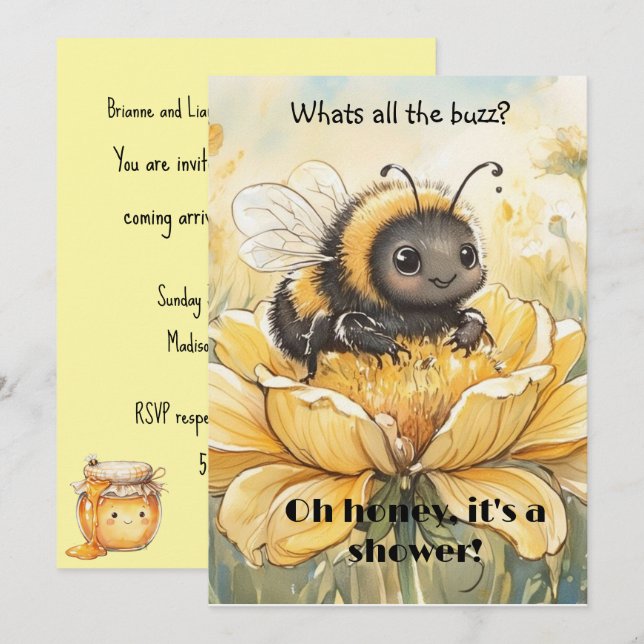 Invitation Tout le Buzz Bébé Téléchargement Numérique Invitat (Devant / Derrière)