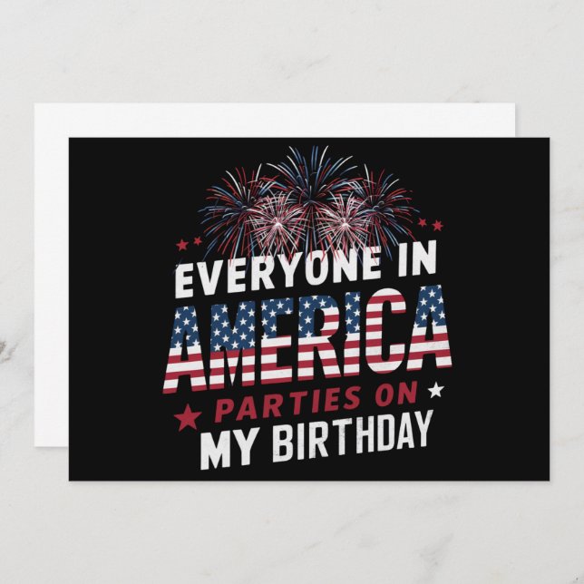 Invitation Tout Le Monde En Amérique Fête À Mon Anniversaire (Devant / Derrière)