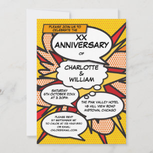 Invitation Tout Mariage Anniversaire amusant Retro Comic Book