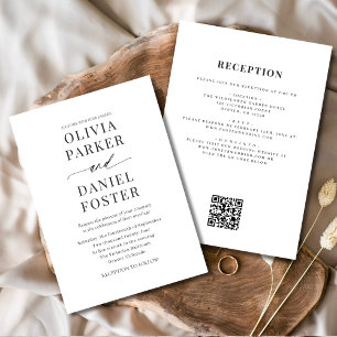 Invitation Tout minimaliste en un code QR Mariage élégant