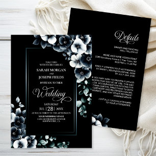Invitation Tout moderne en un Mariage Floral noir et blanc