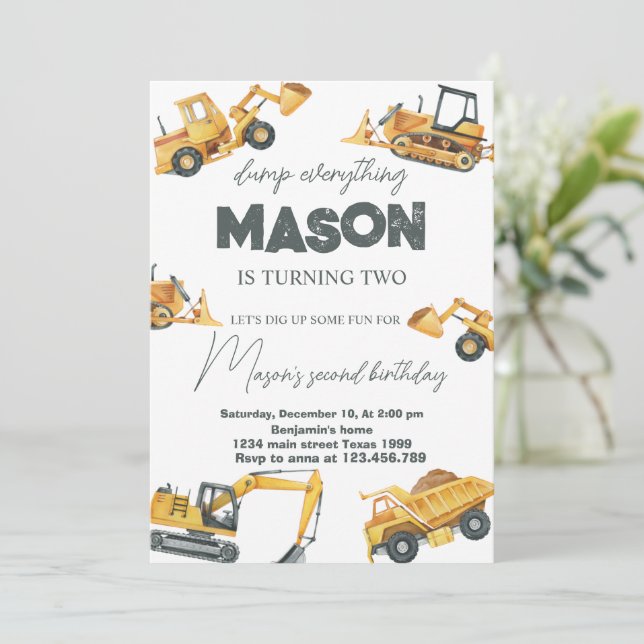 Invitation Tout sauter Construction Anniversaire (Debout devant)