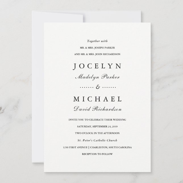 Invitation Tout Simplement Design | Mariage noir et blanc (Devant)