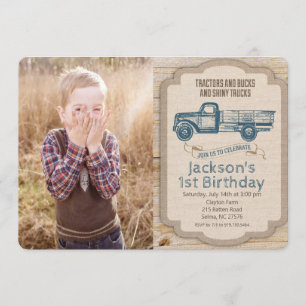 Invitation TOUTE AGE Deer Camion Photo Anniversaire Invitatio