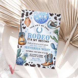 Invitation TOUTE AGE RODEO Cowboy Bleu Noir Anniversaire