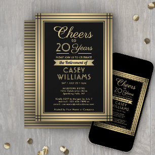 Invitation Toute Année Fête de Retraite Acclamations Noir et