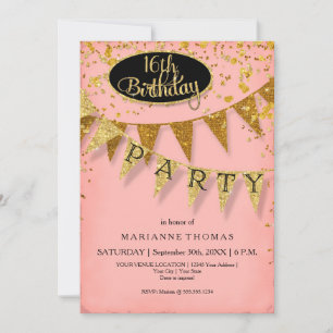 Invitation Toute bannière de fanion de fête d'anniversaire ro