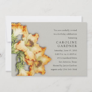 Invitation Toute couleur Anniversaire Blanc Orange Lillies