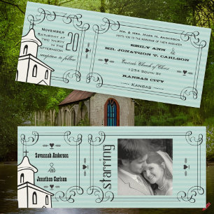 Invitation Toute couleur Romantique Chapelle Billet Mariage P