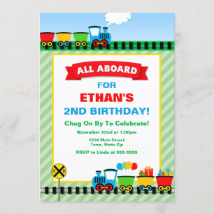 Invitation toute de fête d'anniversaire de train à