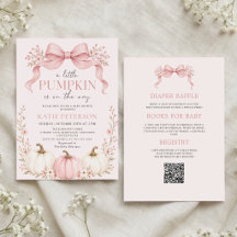 Toute en un Nœud Rose Petit Citrouille Baby Shower