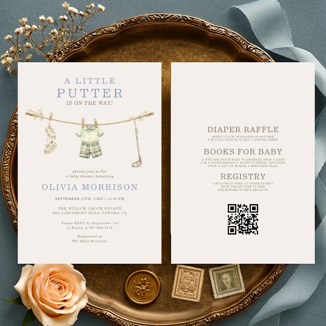 Invitation Toute en un petit Putter Golf Baby Shower (Créateur téléchargé)
