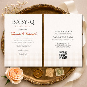 Invitation Toute en une Baby Q Rustique Couple Baby Shower 
