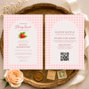 Invitation Toute en une Baby Shower Douce Baie à Carreaux